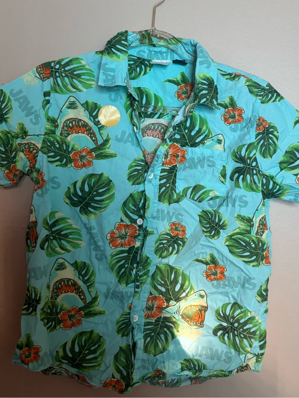 JAWS KIDS TROPICAL BUTTON UP SHIRT XL